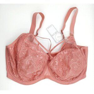 Elomi 8080 Brianna Lace Plunge Cage Bra Ash Rose 36K NEW